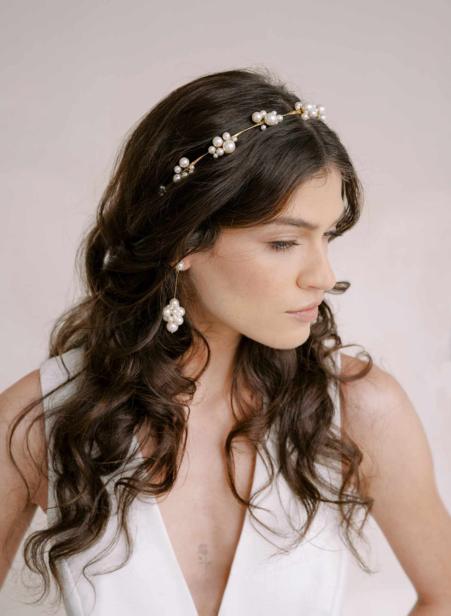 Twigs & Honey Pearl Wedding Headband - Pearl Cluster Bridal Headband - Style #2339