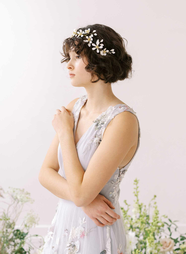 handmade magnolia flower bridal hair vine by twigs & honey