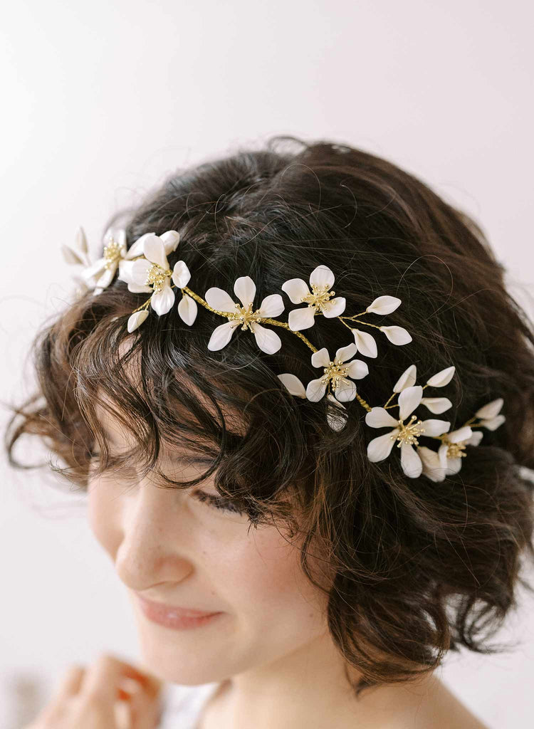 handmade magnolia flower bridal hair vine by twigs & honey