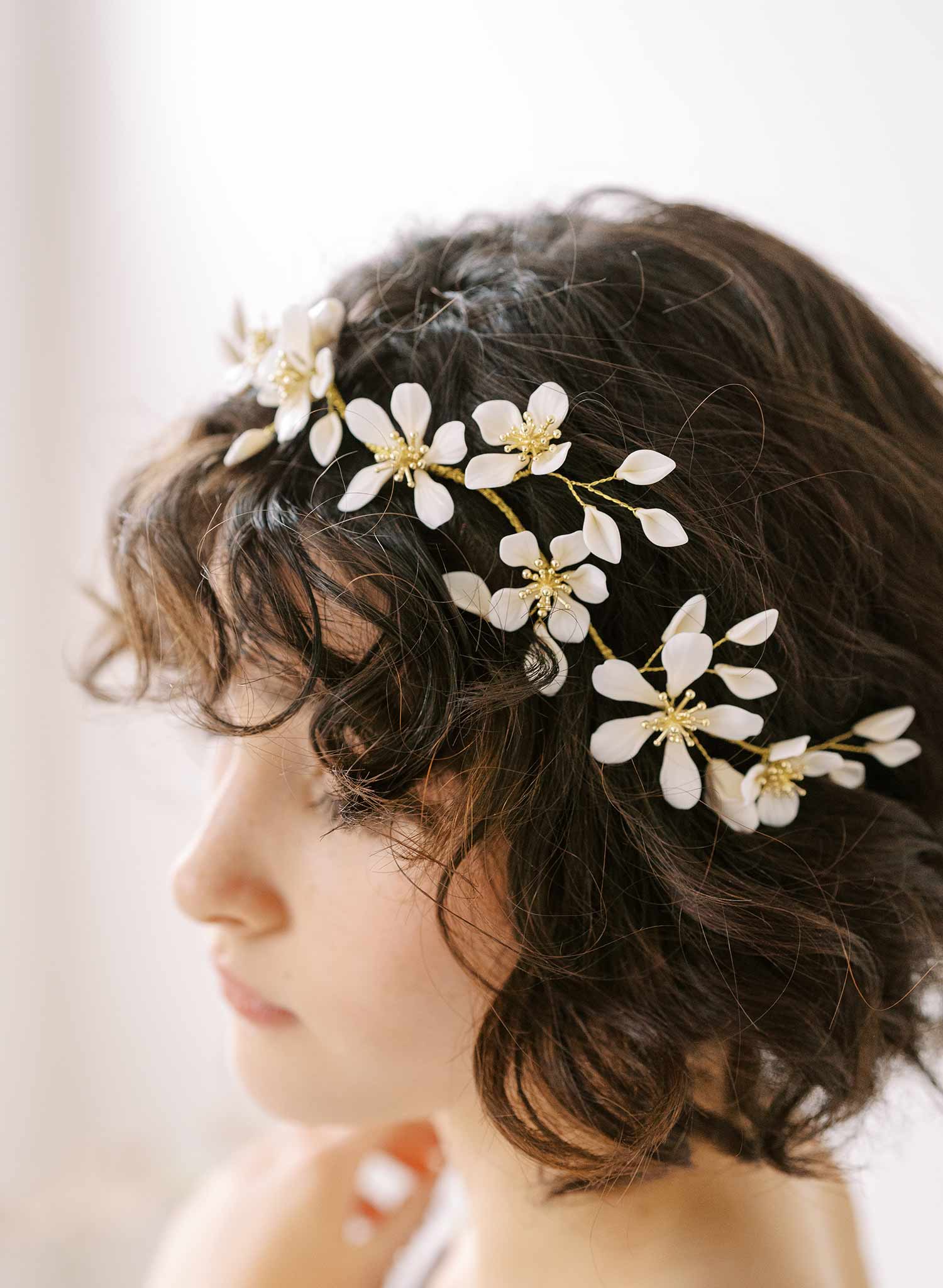 handmade magnolia flower bridal hair vine by twigs & honey