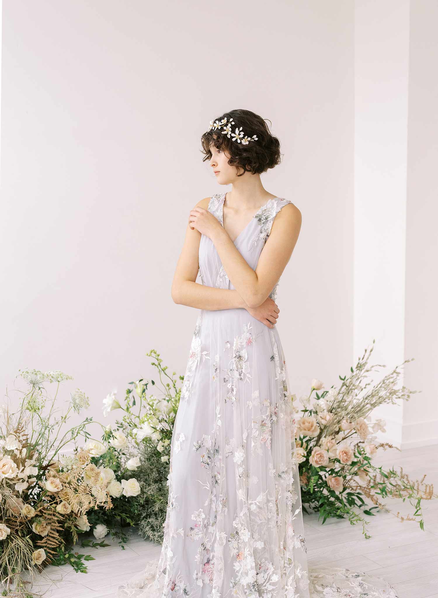 handmade magnolia flower bridal hair vine by twigs & honey