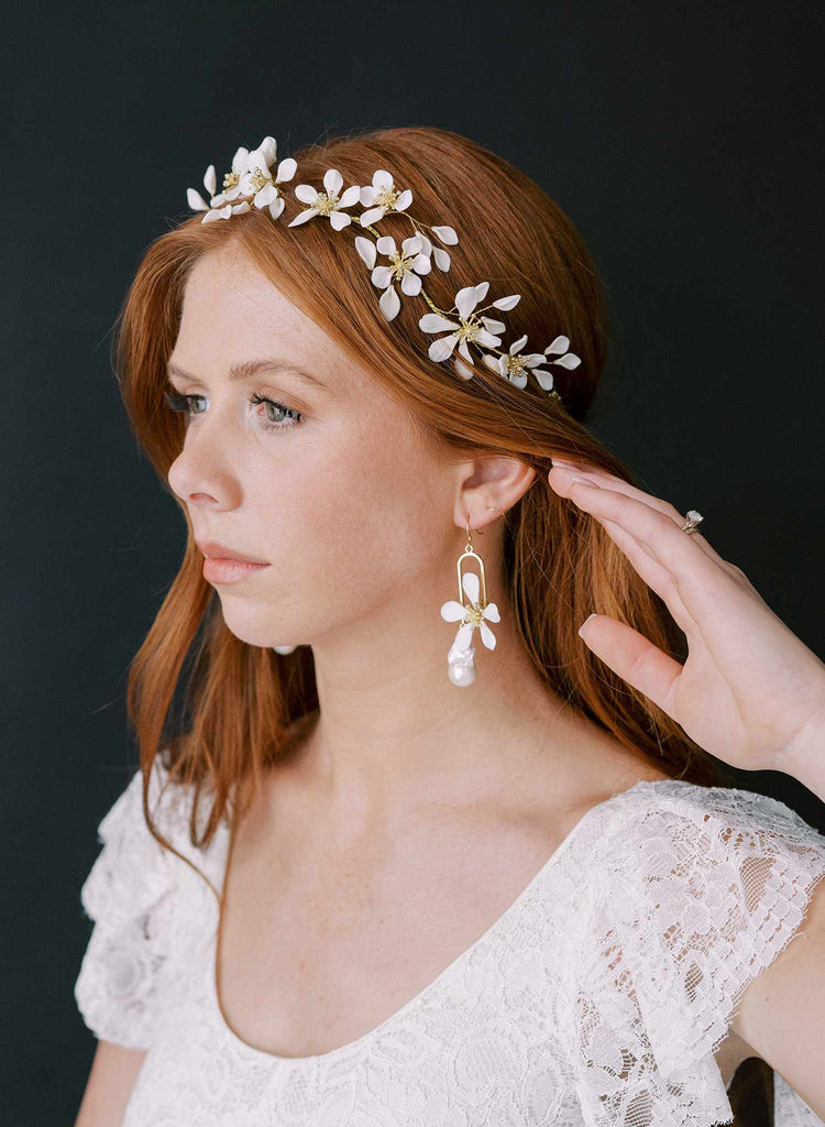 handmade magnolia flower bridal hair vine by twigs & honey