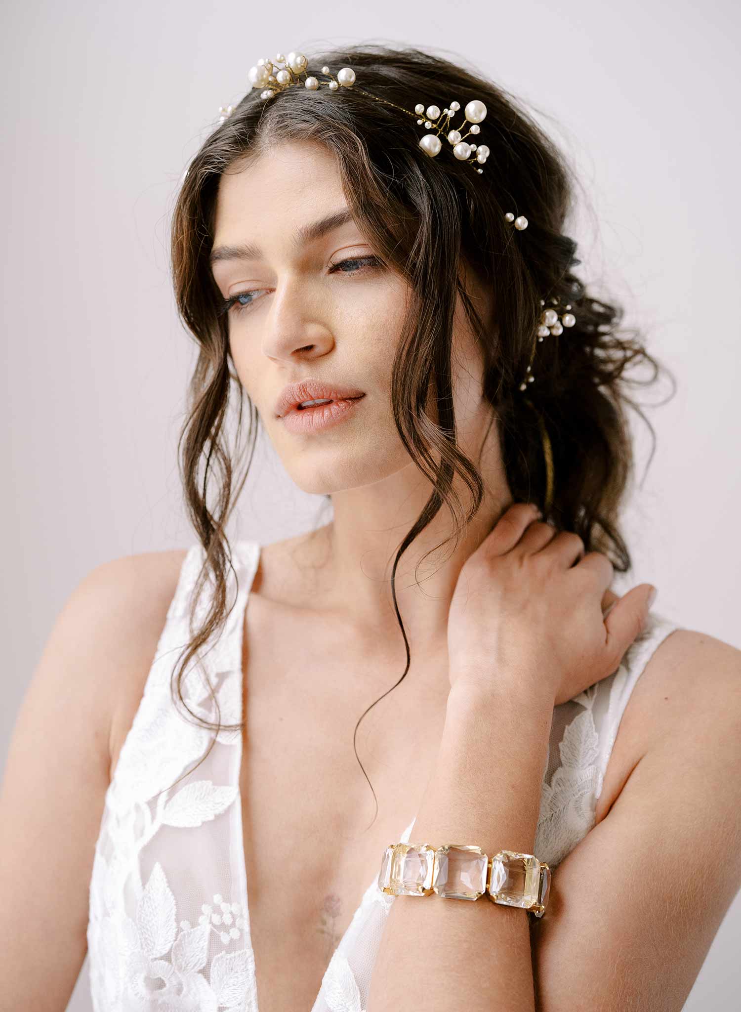 pearl bridal hair vine by twigs & honey
