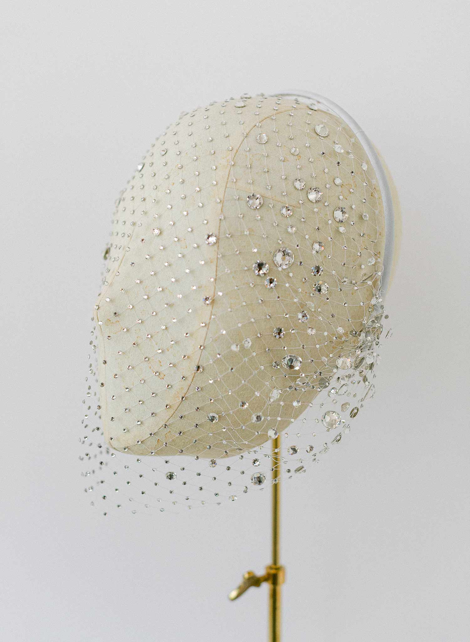 Ultra luxe crystal bridal birdcage headband veil - Style #2349