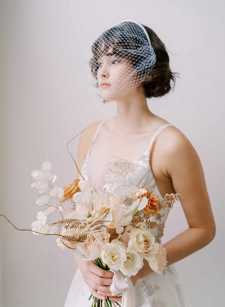 birdcage veil bridal headband by twigs & honey