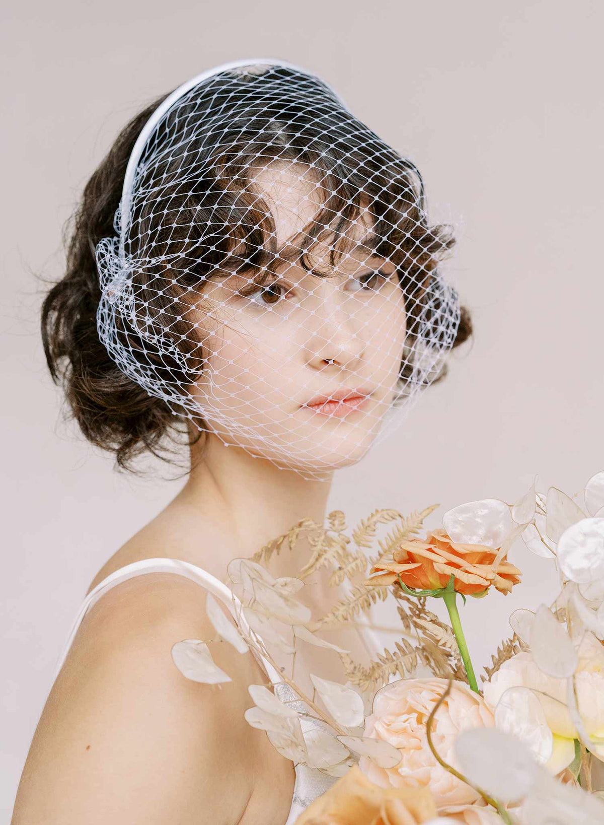 Bridal birdcage headband veil, plain Style #2350