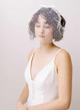 silk bow bridal short headband veil by twigs and honey