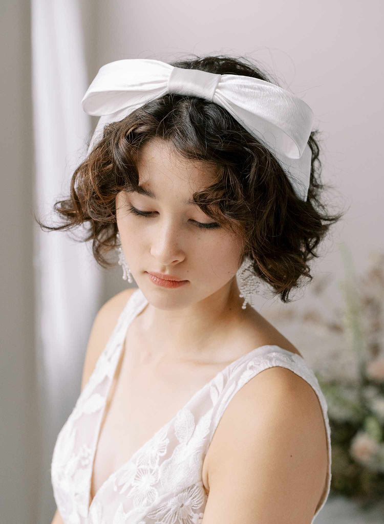 silk bridal bow headband by twigs and honey