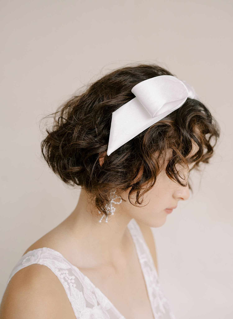 silk bridal bow headband by twigs and honey