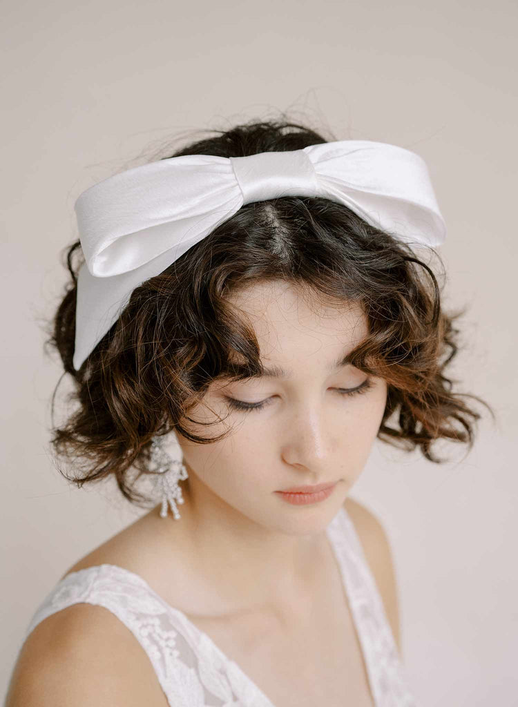 silk bridal bow headband by twigs and honey