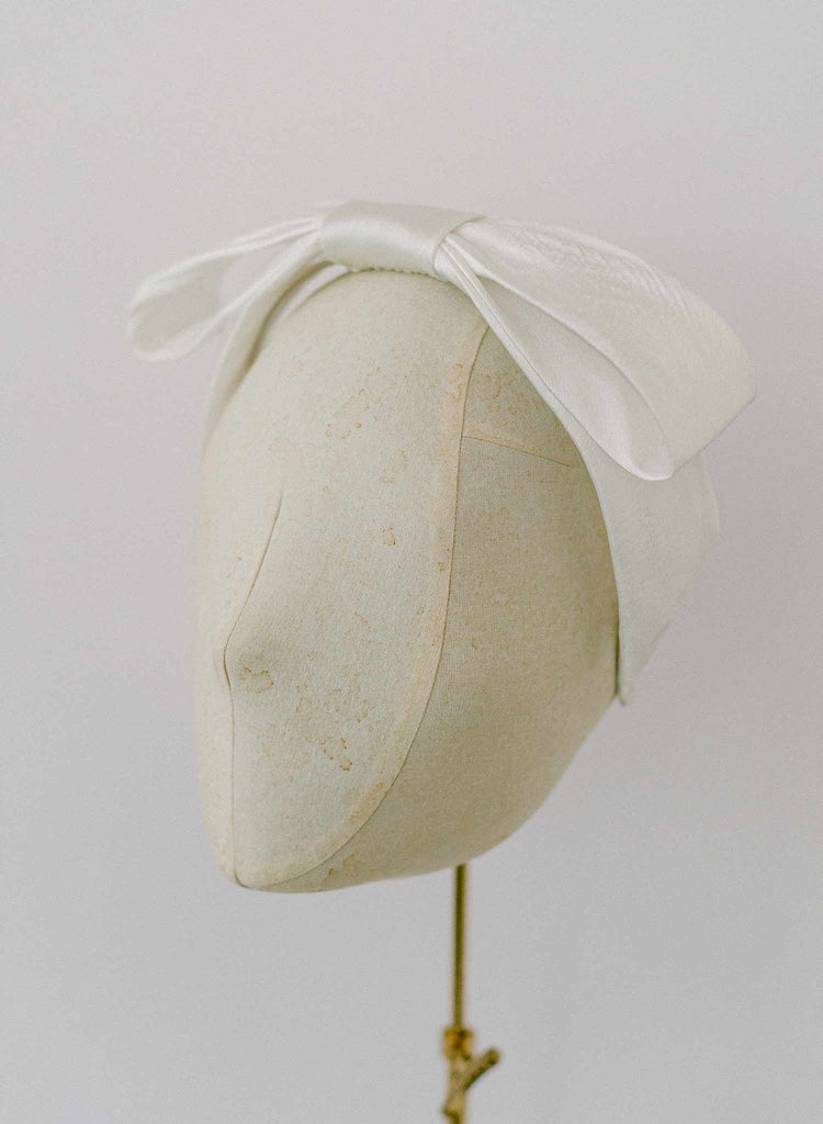 silk bridal bow headband by twigs and honey