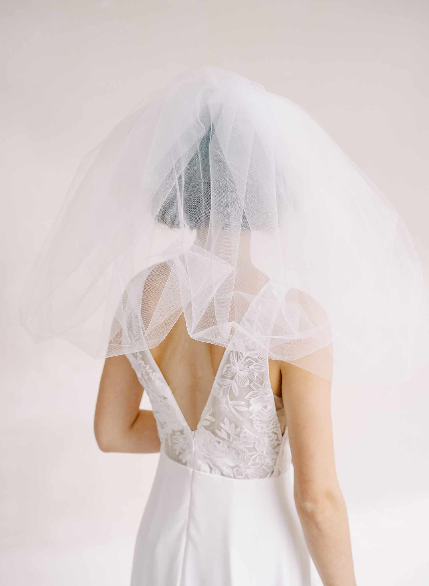 80s inspired voluminous short poufy bridal veil by twigs and honey