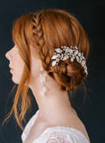 Bridal hair comb with crystals by twigs and honey