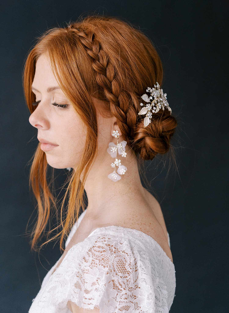 Bridal hair comb with crystals by twigs and honey