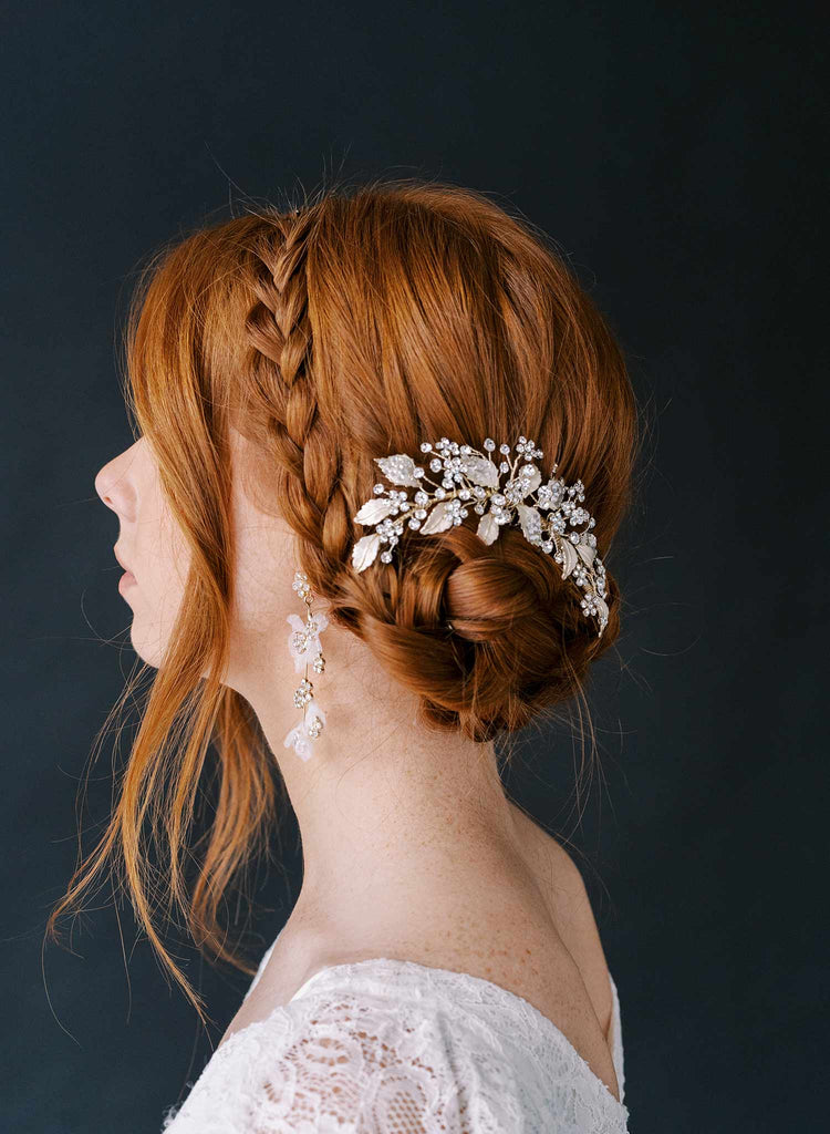 Bridal hair comb with crystals by twigs and honey