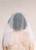 Short bridal tulle fun veil with beads by twigs & honey