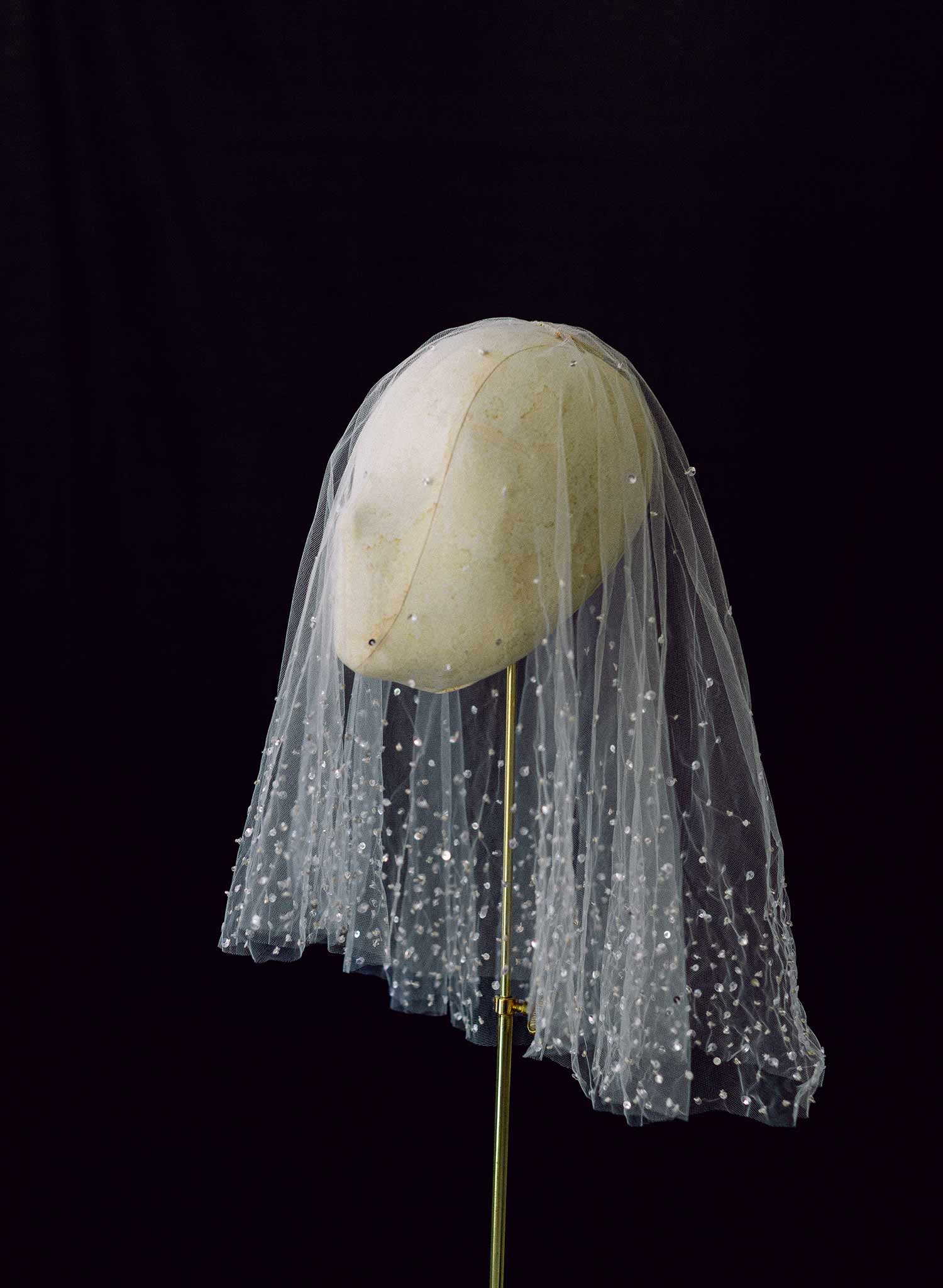 Ivory Veil with Mini Bows & Pearl Beads, Sparkle Veil Short First Communion  Veil