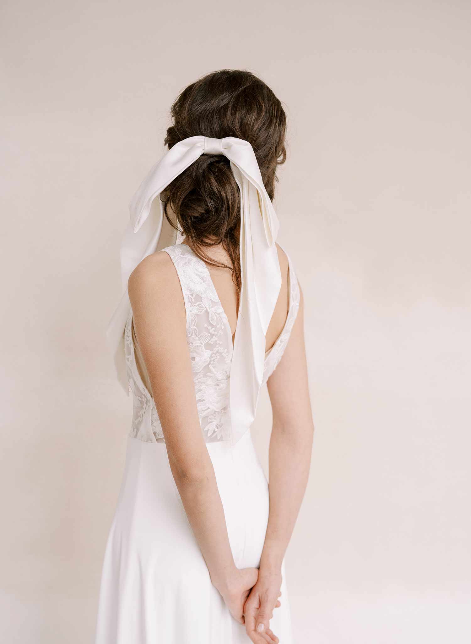 Soft bridal tulle long bow by twigs and honey