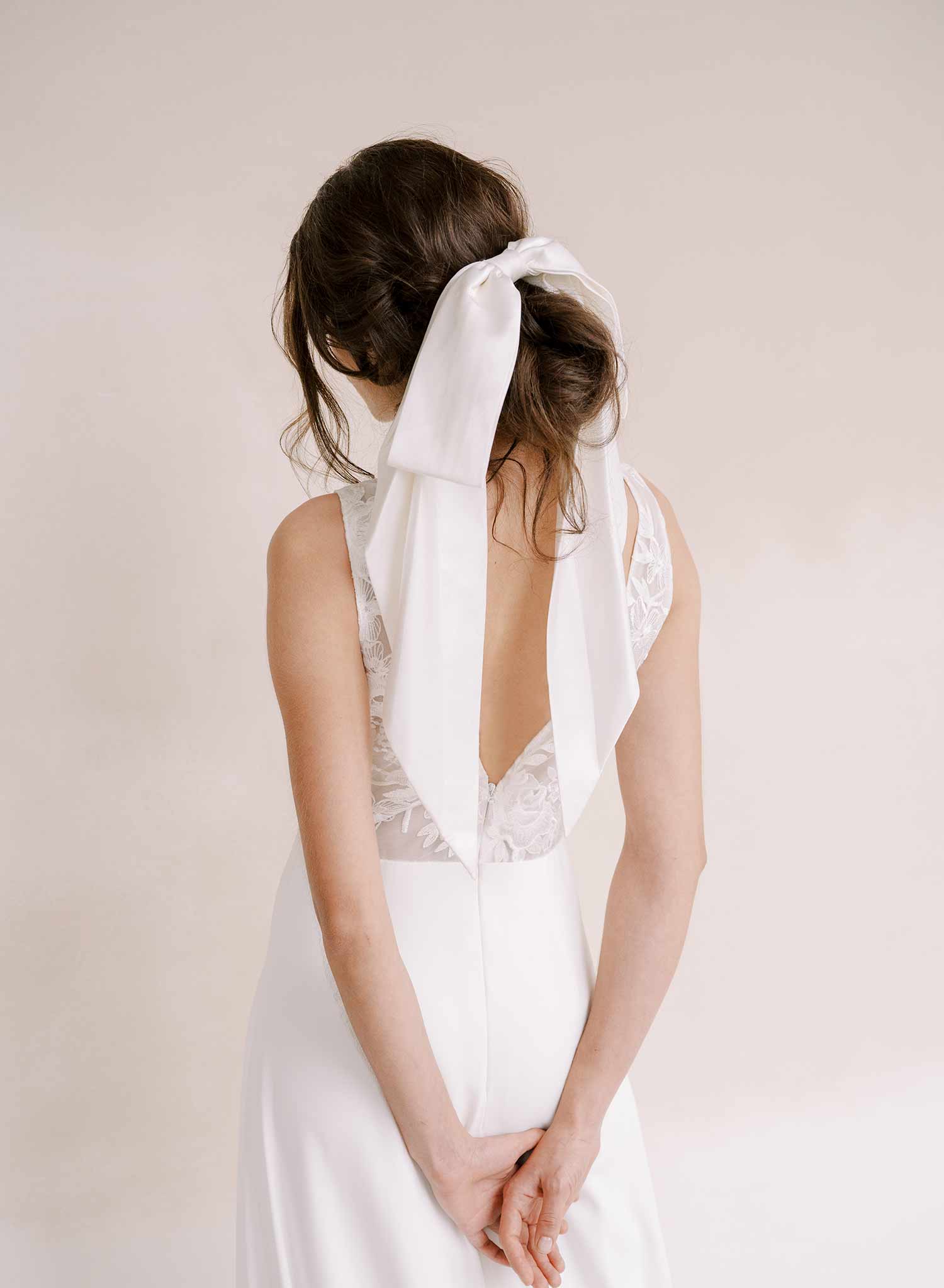 Soft bridal tulle long bow by twigs and honey