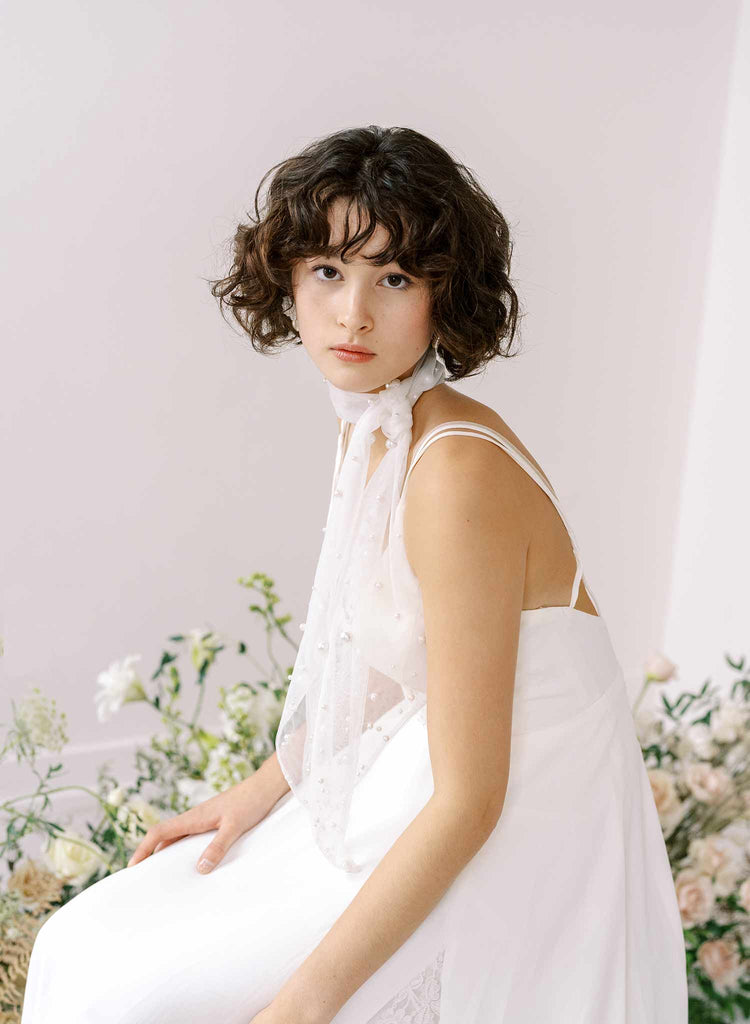 Tulle bridal scarf with pearls by twigs & honey