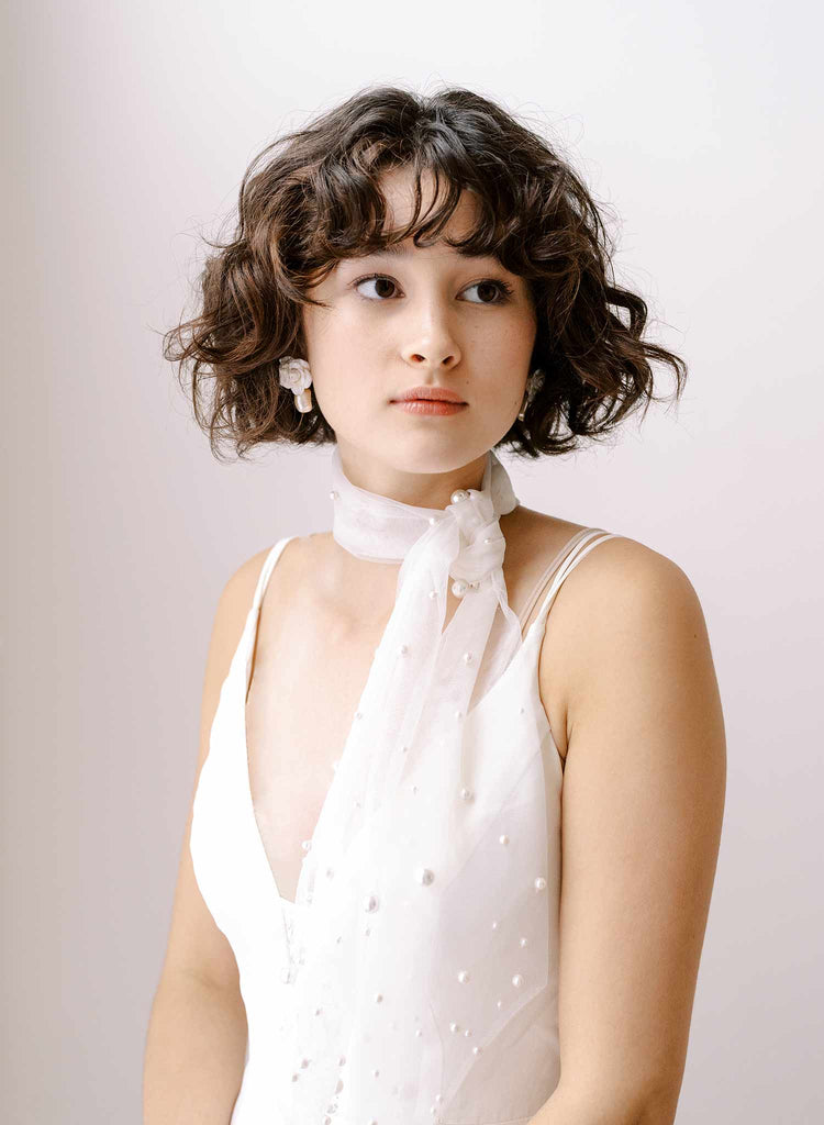 Tulle bridal scarf with pearls by twigs & honey