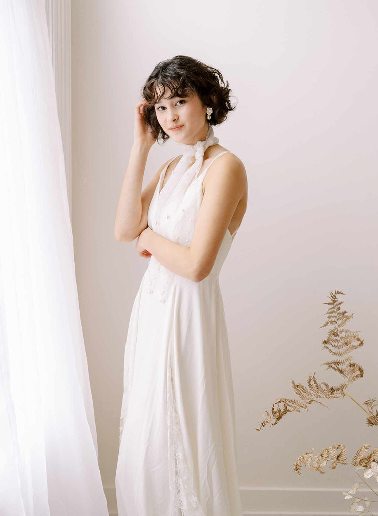 Tulle bridal scarf with pearls by twigs & honey