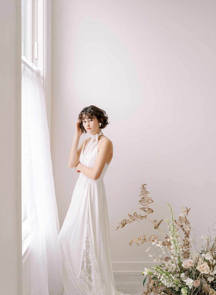 Tulle bridal scarf with pearls by twigs & honey