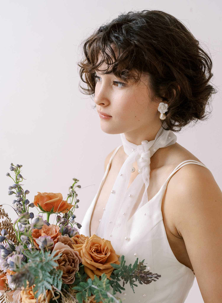 Tulle bridal scarf with pearls by twigs & honey