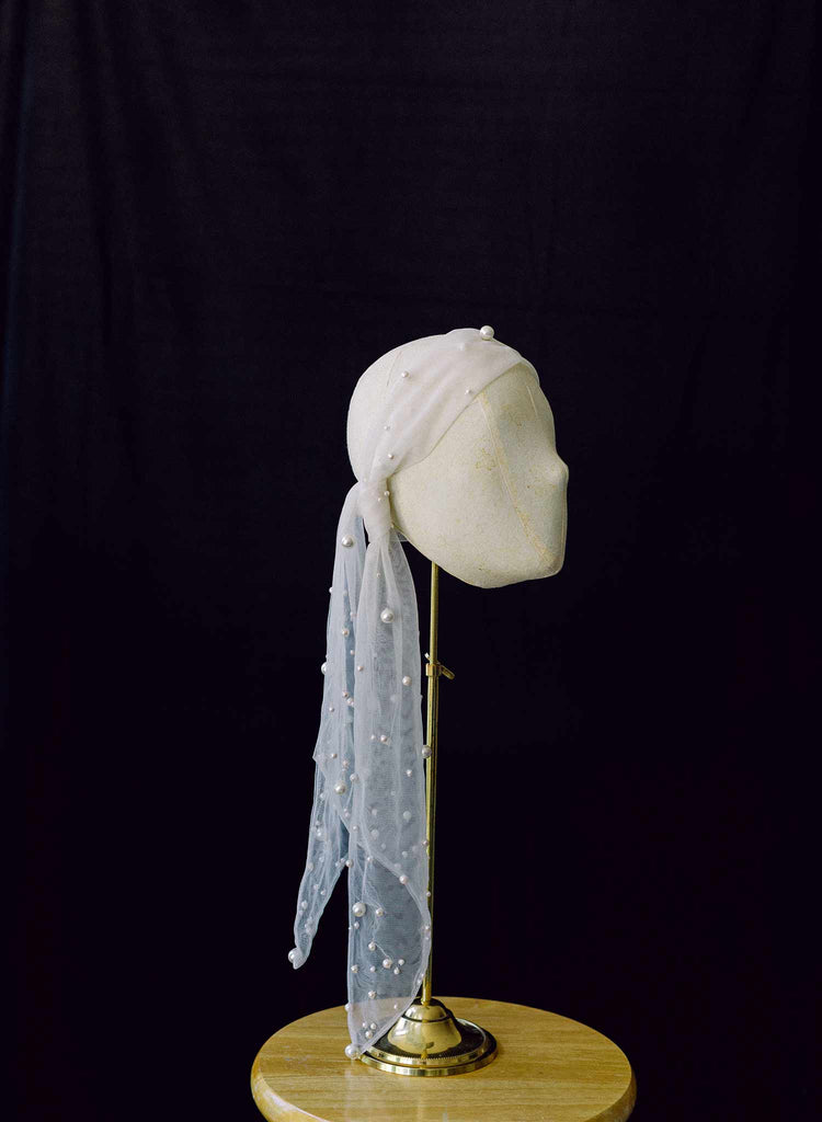 Tulle bridal scarf with pearls by twigs & honey