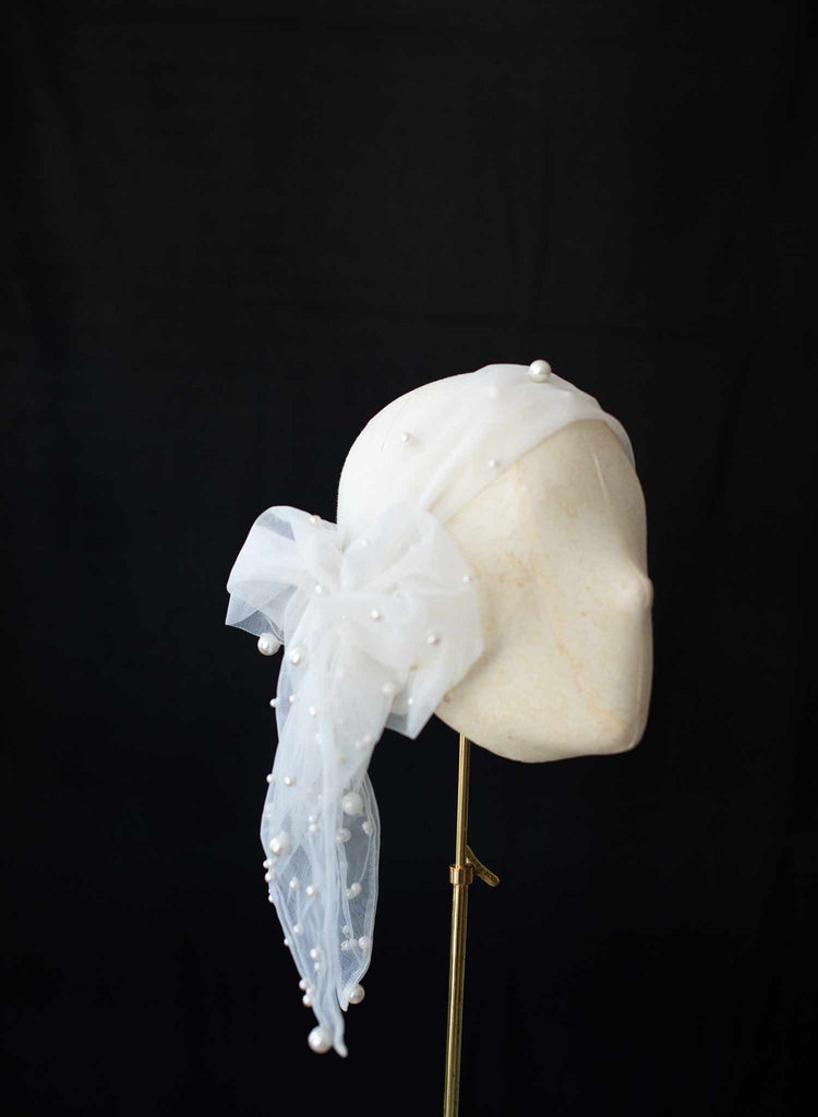 Tulle bridal scarf with pearls by twigs & honey