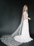 Cathedral bridal veil with hand sewn flowers by twigs & honey