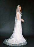 Cathedral bridal veil with hand sewn flowers by twigs & honey