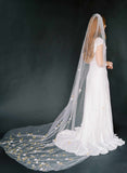 Cathedral bridal veil with hand sewn flowers by twigs & honey