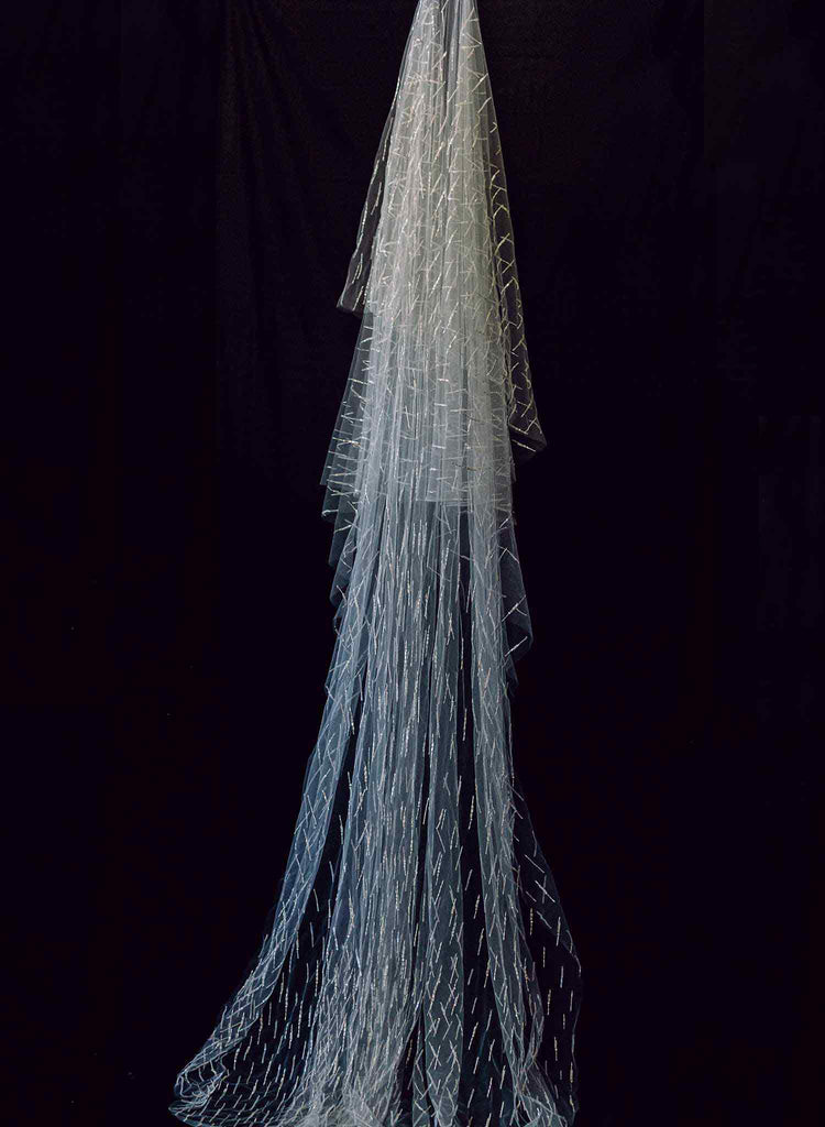 Beaded bridal chapel tulle veil by twigs and honey