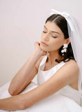 Soft bridal train tulle veil with silk bow by twigs and honey