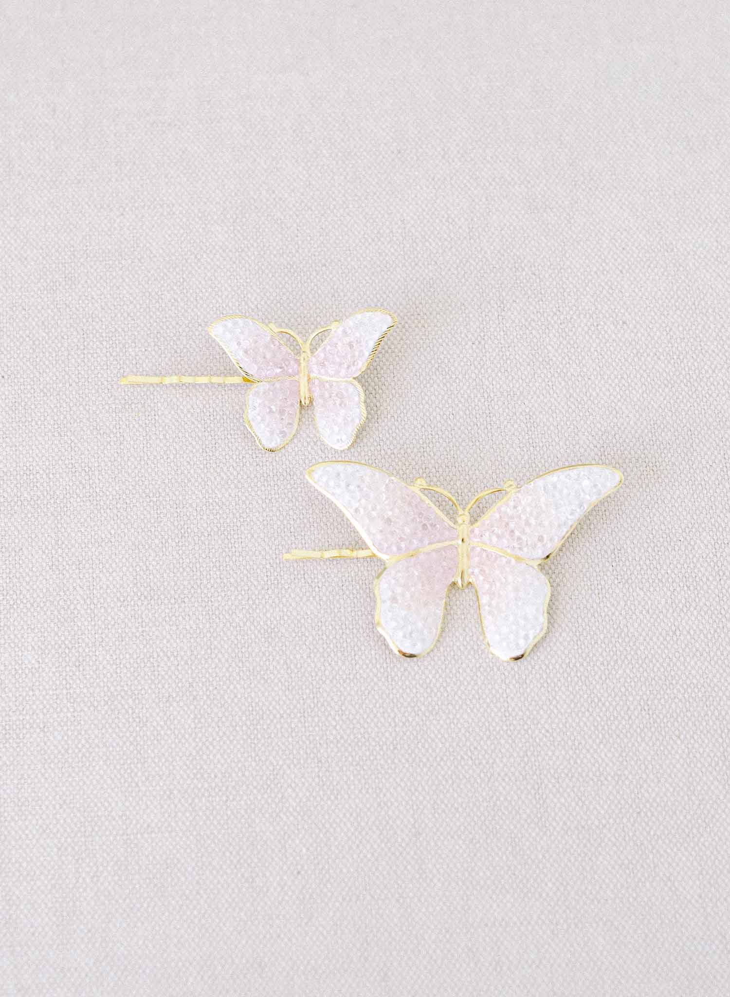 Crystal encrusted bridal butterfly bobby pins by twigs & honey
