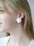 Handmade bridal rose and crystal earrings by twigs and honey