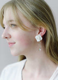 Handmade bridal rose and crystal earrings by twigs and honey