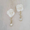 Handmade bridal rose and crystal earrings by twigs and honey