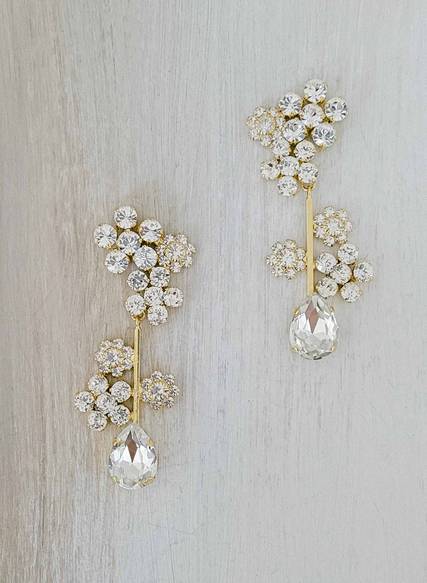 Bridal Crystal Blossom Chandelier Earrings - Dangling Crystal Blossom Earrings - Style #2381