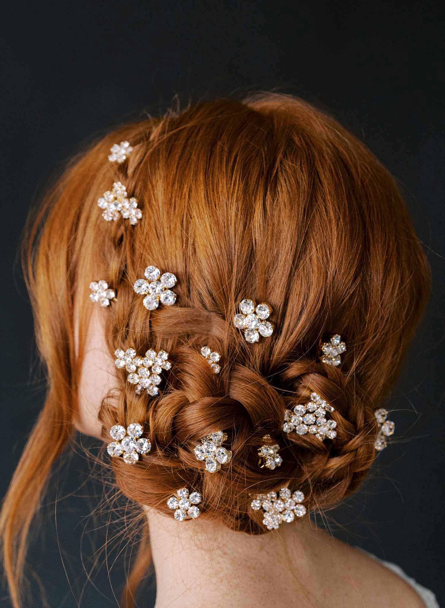 Twigs & Honey Bridal Hair Pins, Flower Pins - Full Bloom Clusters Pin Set of 3 - Style #2322 White