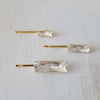 Baguette rectangular shaped crystal bridal hair pin set by twigs and honey