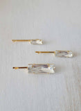 Baguette rectangular shaped crystal bridal hair pin set by twigs and honey