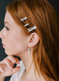 Baguette rectangular shaped crystal bridal hair pin set by twigs and honey