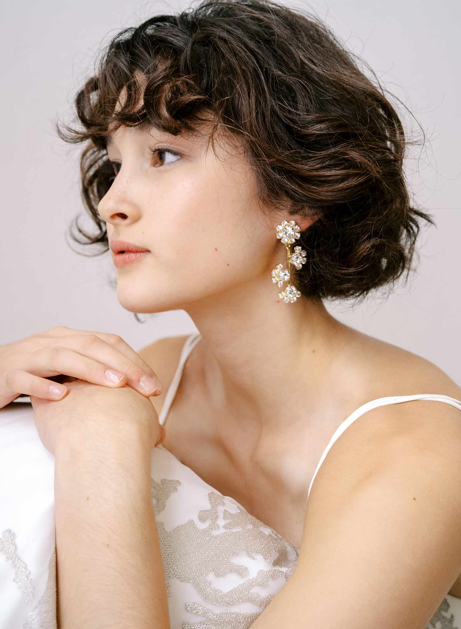 Bridal Crystal Blossom Chandelier Earrings - Dangling Crystal Blossom Earrings - Style #2381