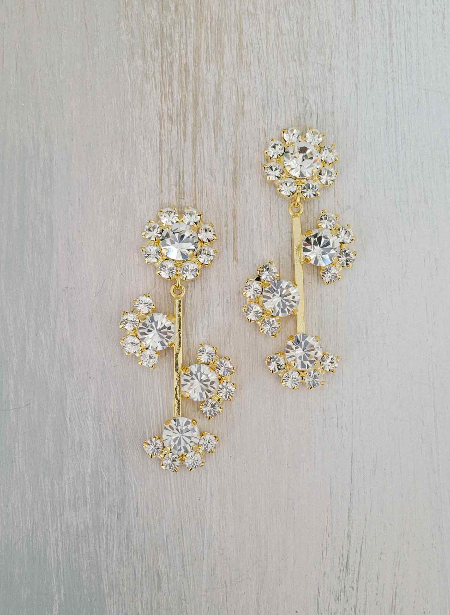 Bridal crystal blossom chandelier earrings Dangling crystal