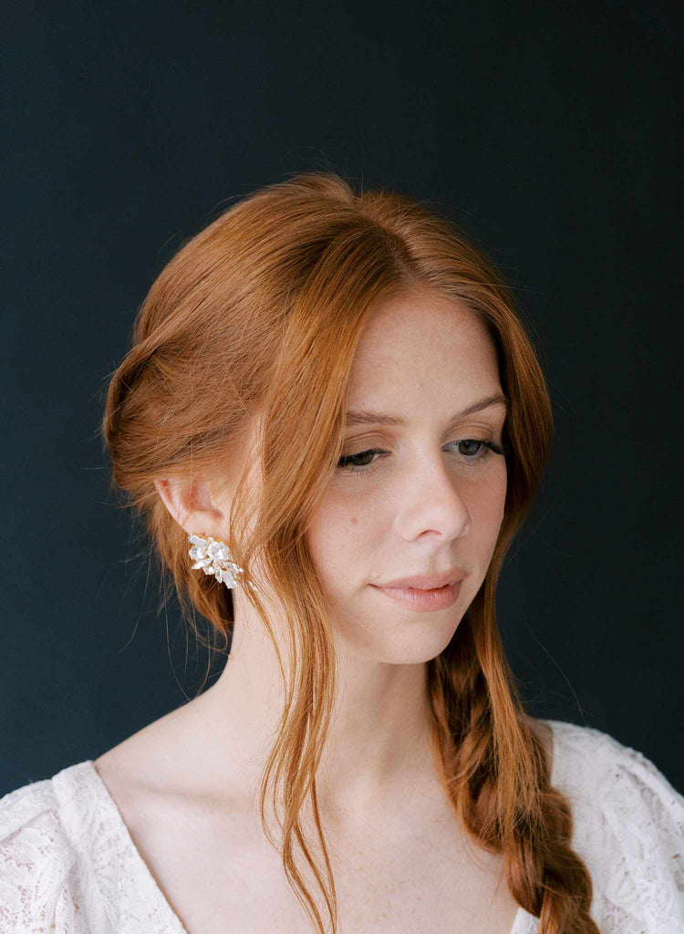 Bridal post back crystal earrings by twigs & honey