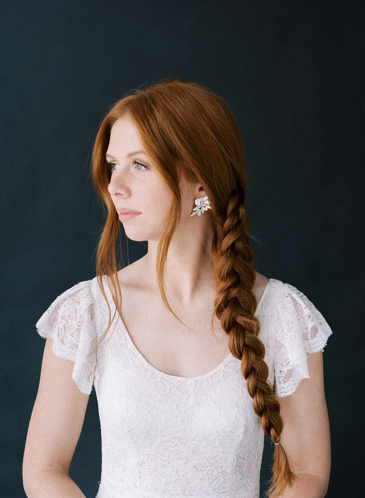 Bridal post back crystal earrings by twigs & honey