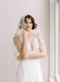 wedding veil with hand sewn embroidery and flowers by twigs & honey