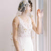 wedding veil with hand sewn embroidery and flowers by twigs & honey